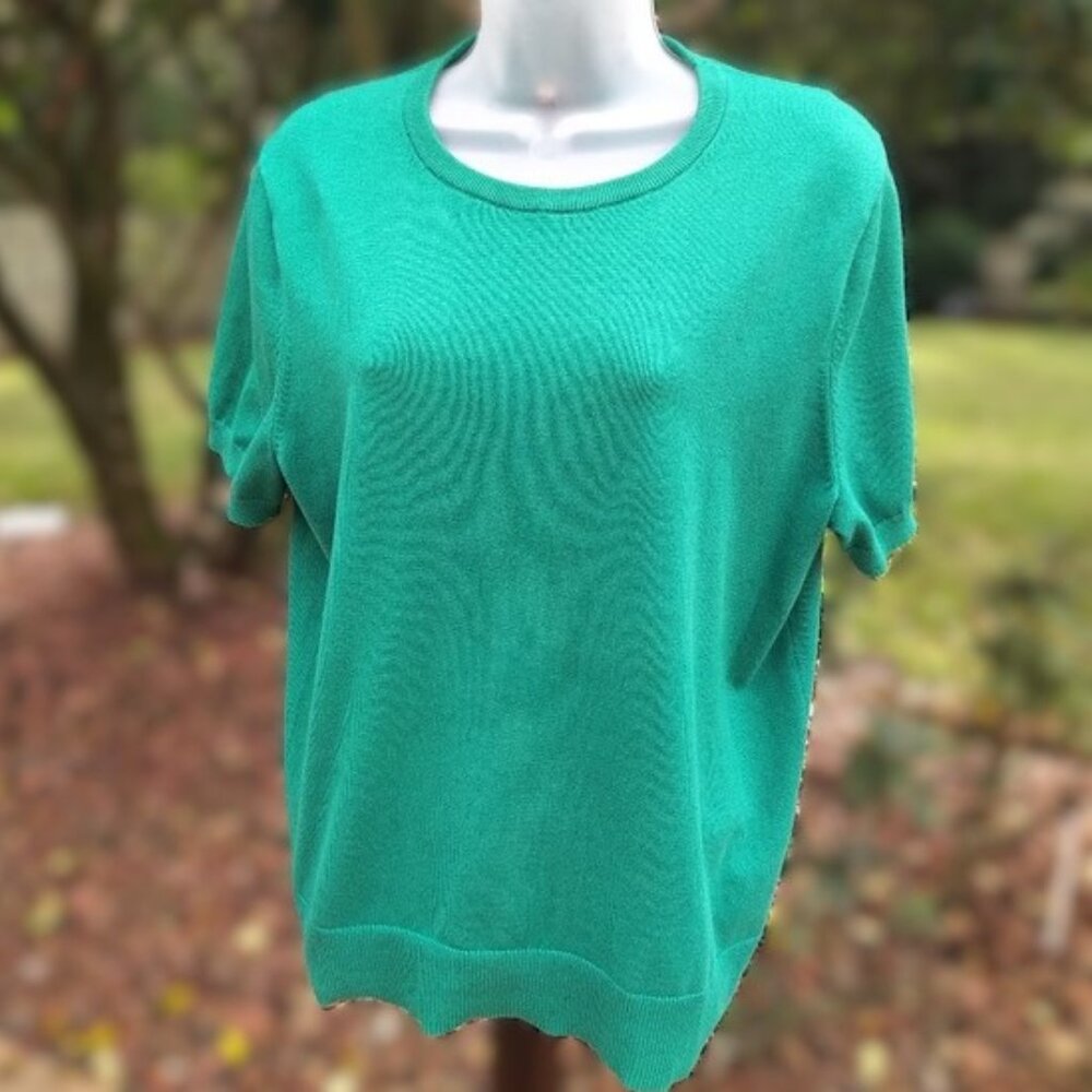 Land's End Green Short Sleeve Pullover EUC 0X 14W